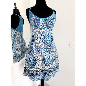 NWT In Bloom by Jonquil Paisley Geometric Lace Racer Back Blue Chemise XS/TP